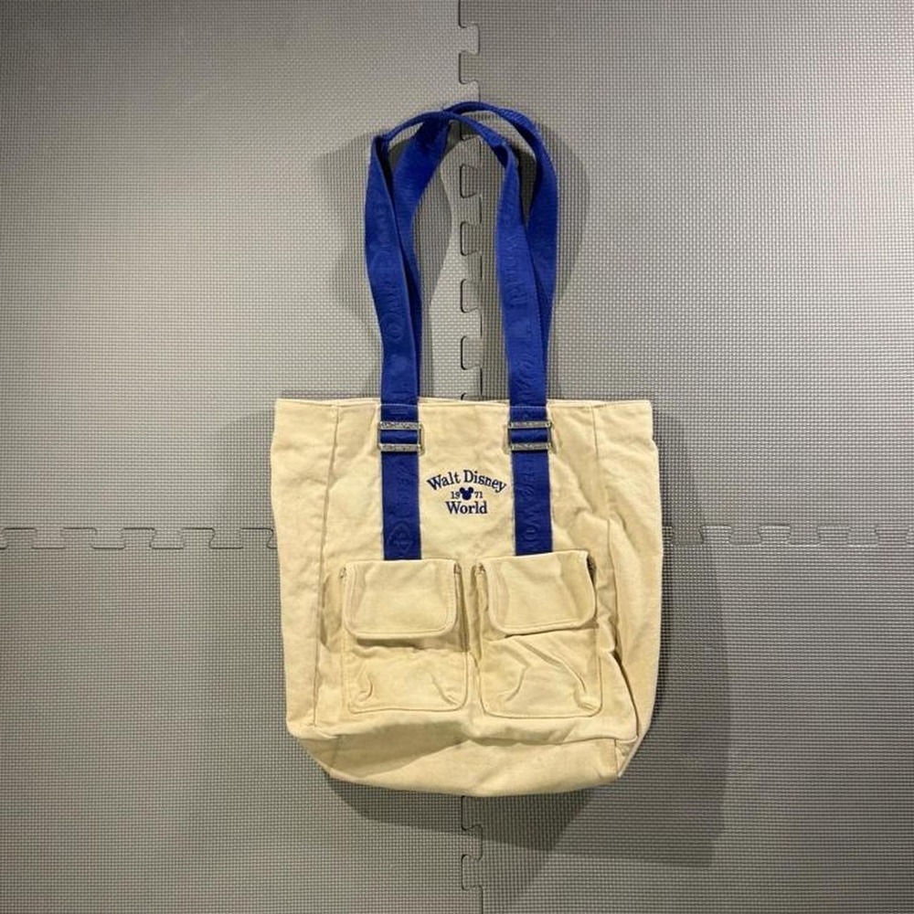 Disney Parks Walt Disney World 1971 Canvas Tote Bag Vintage 90s Cream Blue Rare